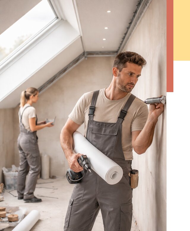 Монтаж натяжного потолка на мансарде в Мегионе от 3649 руб. | ОТДЕЛОЧНИК-Мго