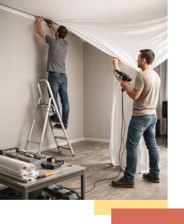 Монтаж натяжного потолка в студии в Мегионе