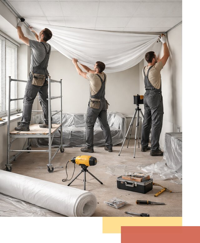 Монтаж натяжного потолка в офисе в Мегионе