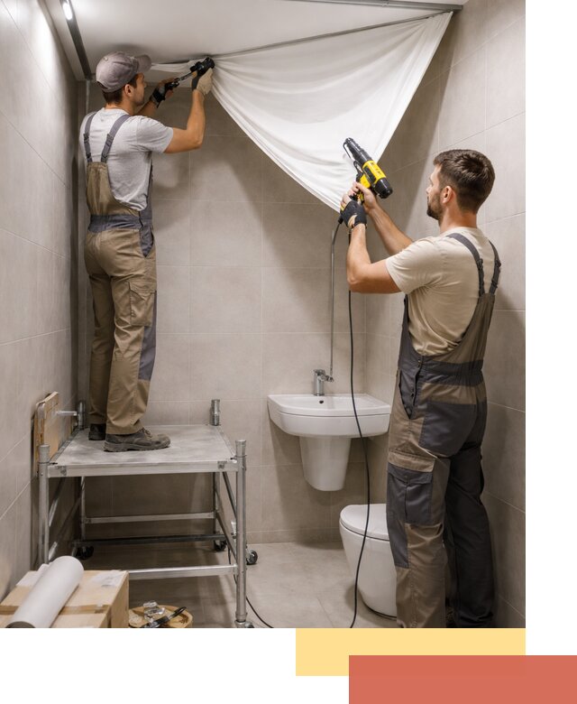 Монтаж натяжного потолка в санузле в Мегионе