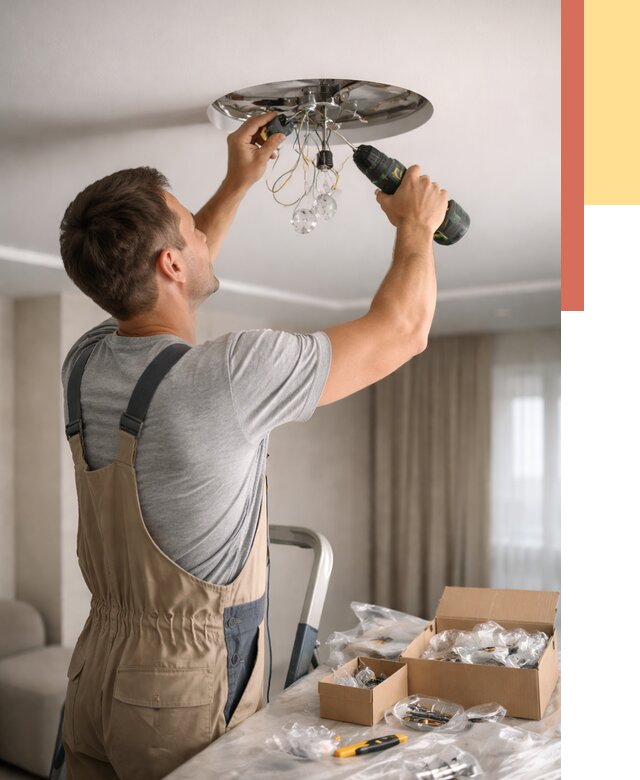 Установка люстры в натяжной потолок в Мегионе от 1251 руб. | Быстро и недорого — ОТДЕЛОЧНИК-Мго