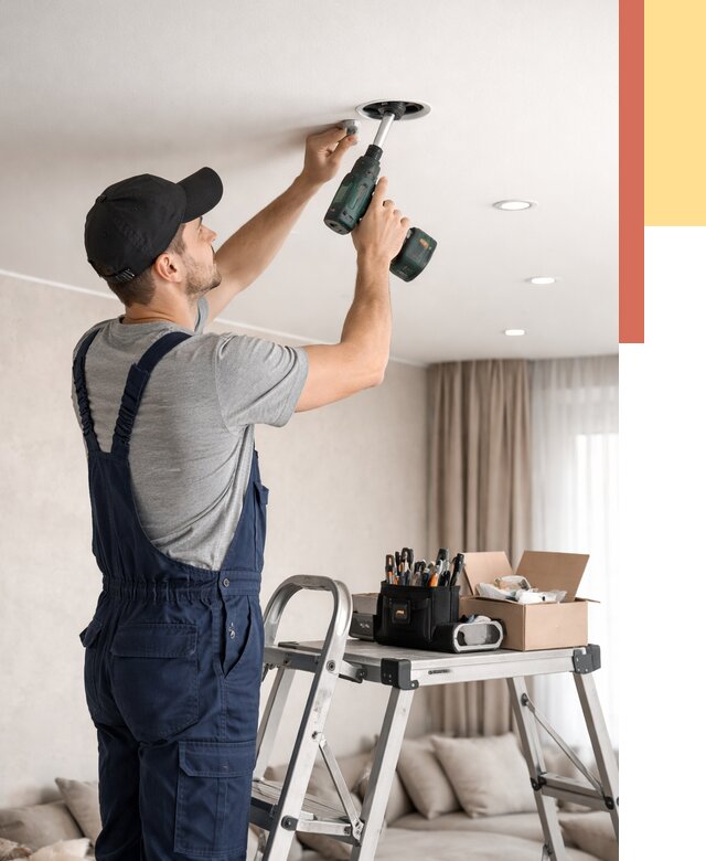 Установка и монтаж точечных светильников в натяжной потолок в Мегионе от 1877 руб. | ОТДЕЛОЧНИК-Мго