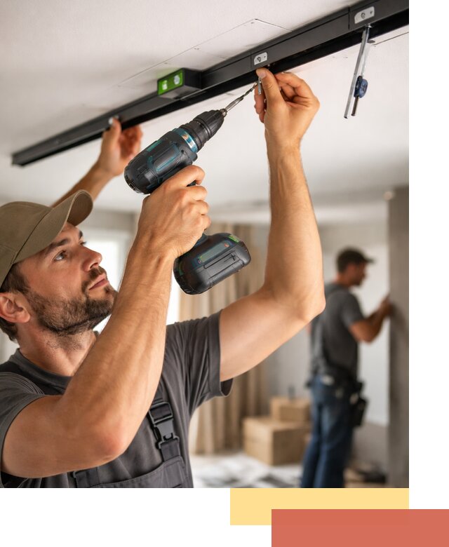 Установка трековых светильников в натяжной потолок в Мегионе