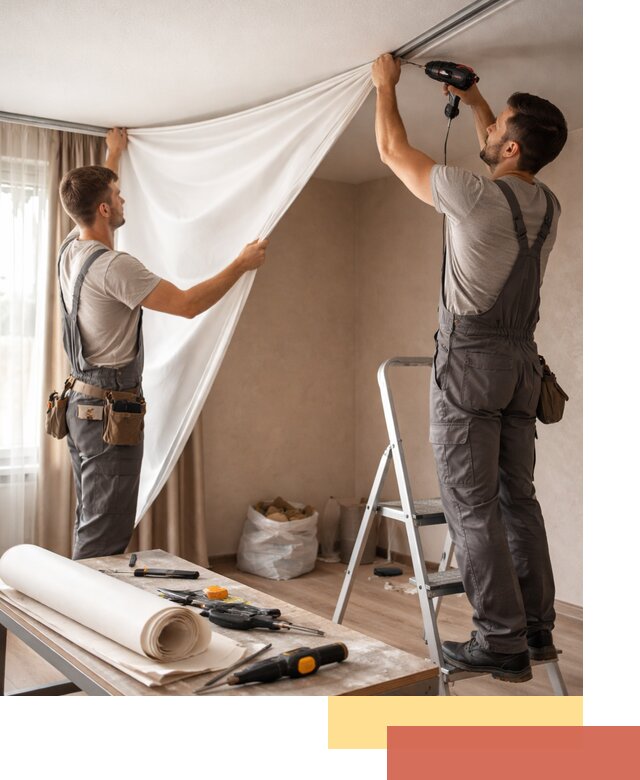 Замена полотна натяжного потолка в Мегионе быстро и качественно