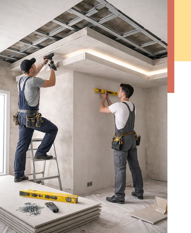 Двухуровневый потолок из гипсокартона в Мегионе от 1512 руб. под ключ | ОТДЕЛОЧНИК-Мго