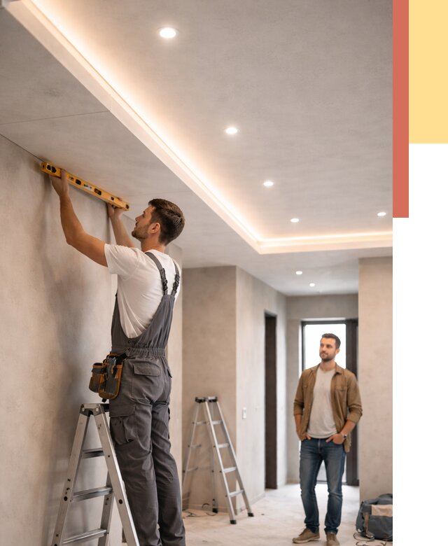 Потолок из гипсокартона с подсветкой в Мегионе от 782 руб./м2 под ключ | ОТДЕЛОЧНИК-Мго