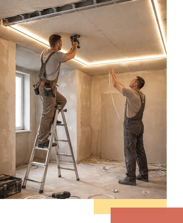 Потолок из гипсокартона с подсветкой в Мегионе