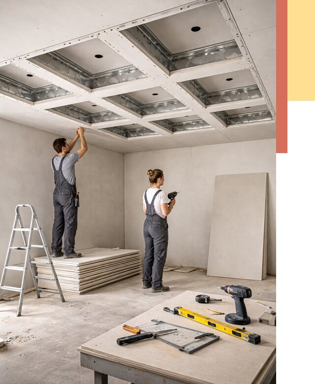 Кессонный потолок из гипсокартона в Мегионе от 1929 руб. — монтаж и под ключ | ОТДЕЛОЧНИК-Мго