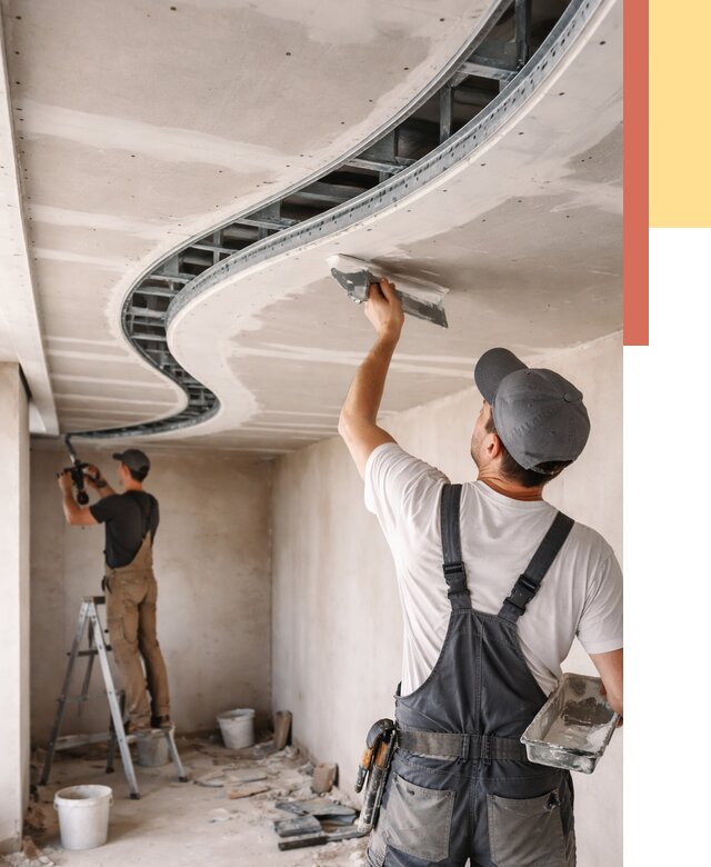 Криволинейный потолок из гипсокартона в Мегионе от 2189 руб./м2 | ОТДЕЛОЧНИК-Мго