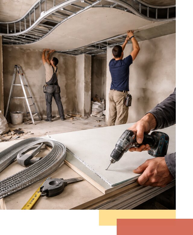 Криволинейный потолок из гипсокартона в Мегионе — монтаж и отделка