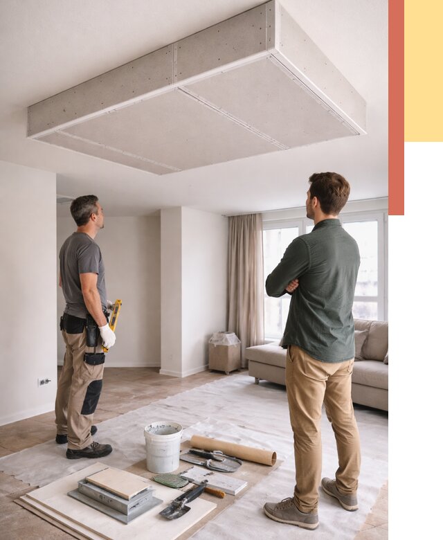 Короб на потолке из гипсокартона в Мегионе от 2294 руб. — монтаж и услуги под ключ | ОТДЕЛОЧНИК-Мго